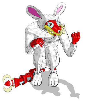 Yagüi vestido de conejo
