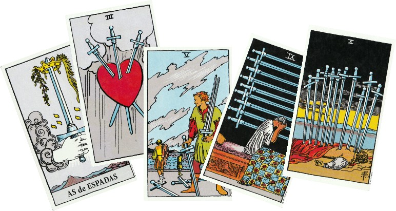 Cartas maléficas de espadas
