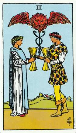 El 2 de copas del tarot Rider-Waite
