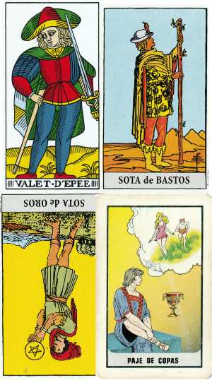 Los pajes o sotas en sus diferentes representaciones