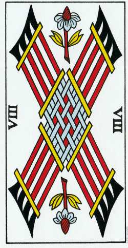 8 de bastos del tarot de Marsella