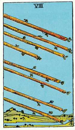 8 de bastos del tarot Rider-Waite