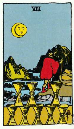 8 de copas del tarot Rider-Waite