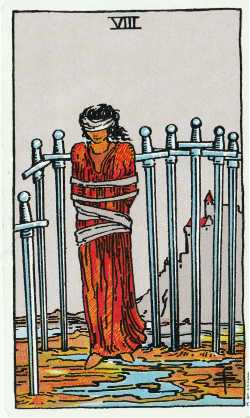 8 de espadas del tarot Rider-Waite