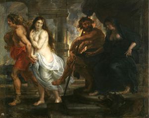 Ilustración del inframundo con Hades y Perséfone