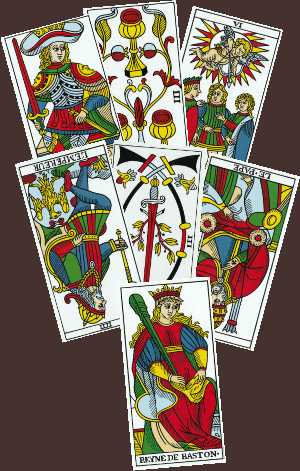 Tirada de cartas con el Tarot de Marsella para ilustrar un problema de decisión amorosa