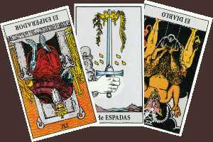 Tirada del tarot de Rider-Waite sobre el engaño como perdida de control