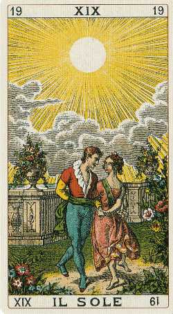 Arcano del Sol con una pareja enamorados