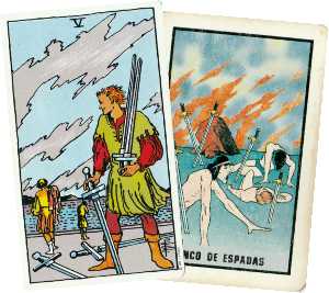 Dos visiones del 5 de espadas