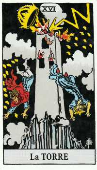 Arcano XVI del tarot de Rider-Waite